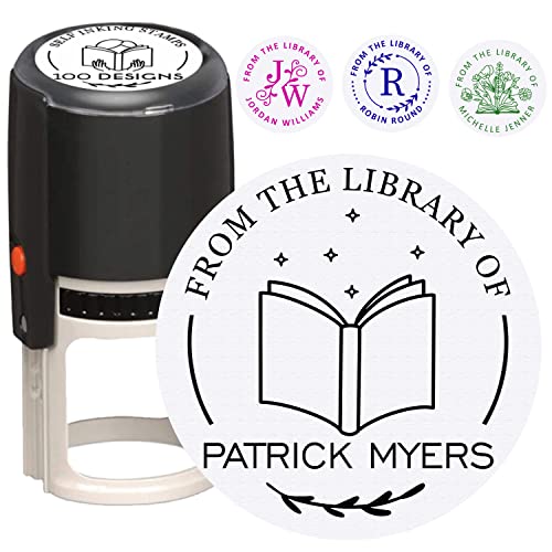 Monogram Self Ink Stamp from The Library of Personalized with Name and Initials Ex Libris or This Book Belongs to from The Desk of. Choose Your Ink Color. (1 5/8 Self Ink Stamper)