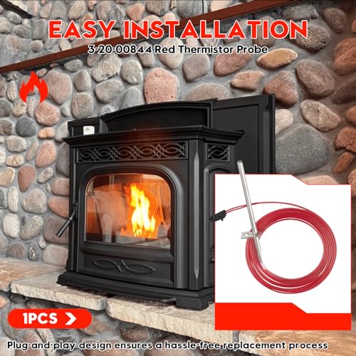3-20-00844 Red ESP Thermistor Probe fits for Harman Pellet stove Accentra 52i,Accentra Insert, Absolute 43 63,P35i, P38, P43, P61, P61A, P68, PC45, XXV, for Heatilator BA100, BH105, BH60, BIO-120