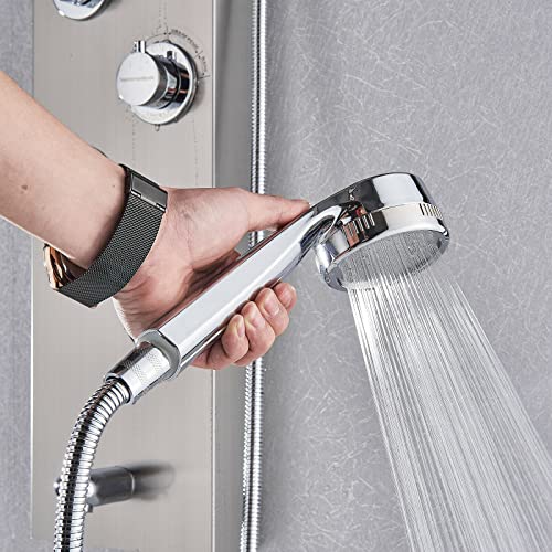 Panel de Ducha LED Impermeable con Cascada y Masaje Corporal, Torre de Chorro, Acero Inoxidable y Latón miniatura 7