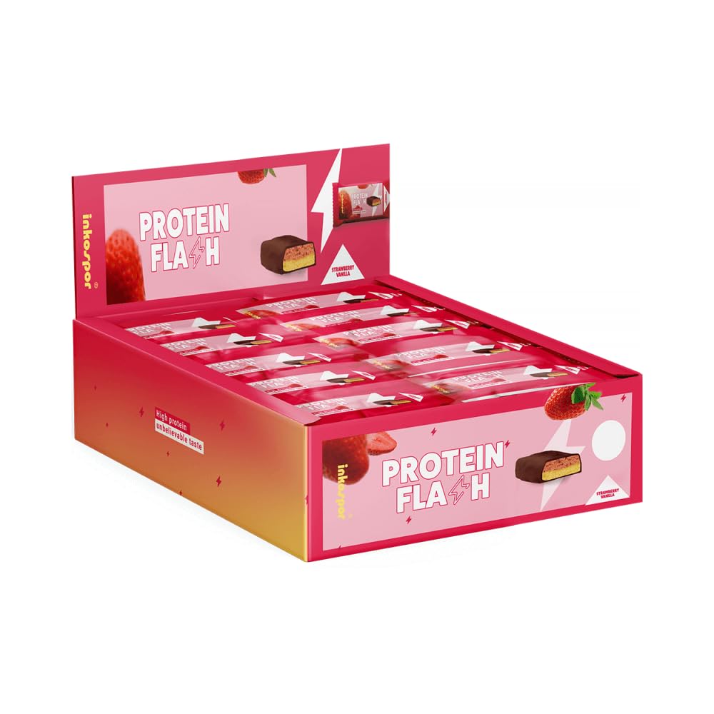 Inkospor Protein Flash (30x65g) Vaniglia e Fragola - Barre - Barrette proteiche