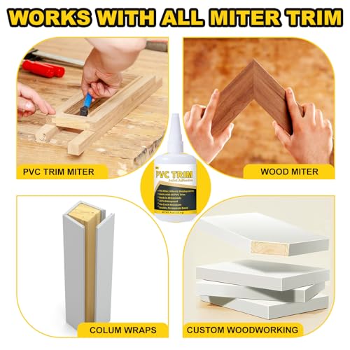 Image of PVC Trim Glue, Bond Trim Joints in 30 Seconds, Allows Adjustment, PVC Trim Adhesive - Suitable for Lumber, Decking, Moulding, Column Covers, Permanently Strong, Waterproof, No Cracking, 4 oz