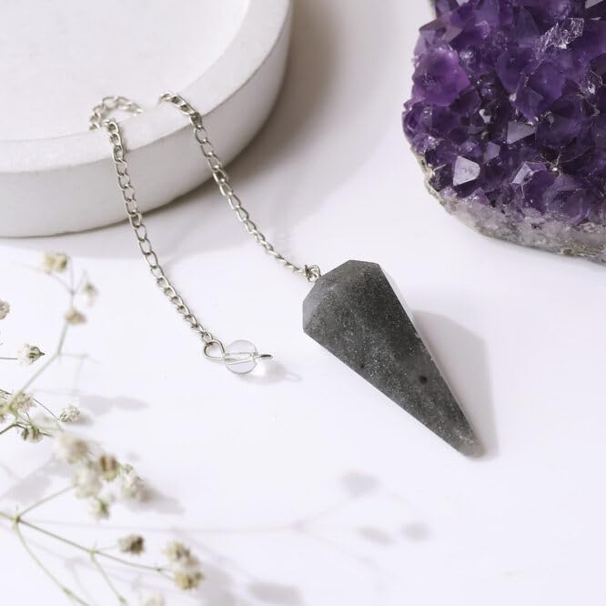 Image of Grey Agate Point Pendulum | Natural Gemstone Dowsing & Divination Tool for Reiki, Chakra Balancing, Meditation, Energy Healing & Spiritual Guidance 1 Pc