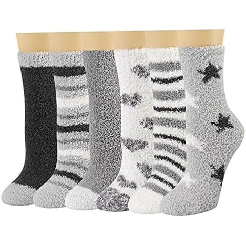 Bed Fluffy Socks for Womens and Girls, 6 Pairs Winter Warm Cosy Socks Ladies Fleece Comfy Thermal Fuzzy Socks for Casual Home Sleeping Cover