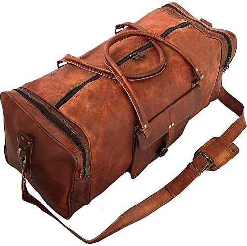 Overnight Weekend Vintage Handmade Brown Leather Travel Gym Sports Duffel Bag (20")