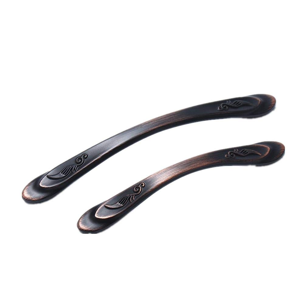 Stnyanxd 128 Black Ancient Antique Cabinet Drawer Handles 2Pcs Curved Cabinet Door Hardware Drawer Pull Wardrobe Handle Fuji Black(128 Black Ancient)