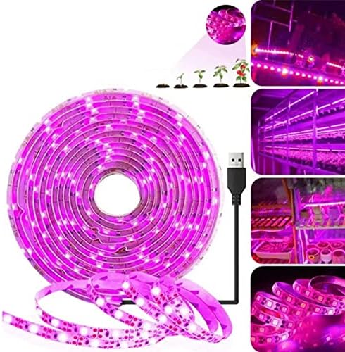 string grow lights for indoor plants that will transform your space 5 KYUQY LED Grow Light Strips,Waterproof Full Spectrum Plant Grow Light, USB 16ft 300LEDs, Flexible Growing Lamp for Indoor Plants Succulents Hydroponics Greenhouse Gardening