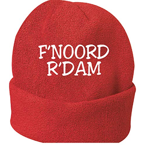 Chapeau d'hiver Rotterdam en polaire rouge avec broderie fine