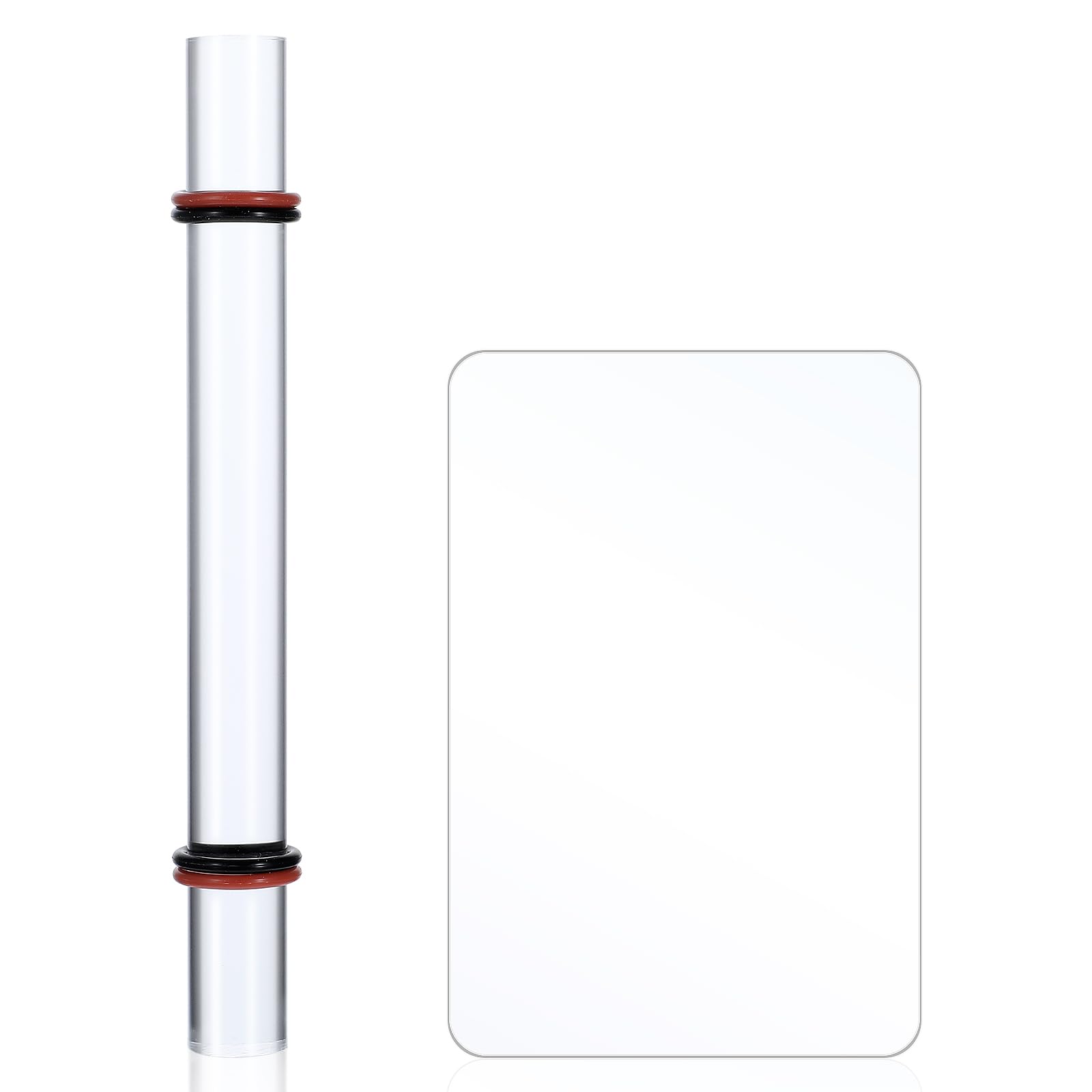 AHQiZFX 2 Pcs Polymer Clay Tools, Acrylic Roller for Polymer Clay with Thickness Rings, Acrylic Sheet Rectangle Shape, Clay Rolling Pin, Clear Clay Art Craft DIY Polymer Clay Tool