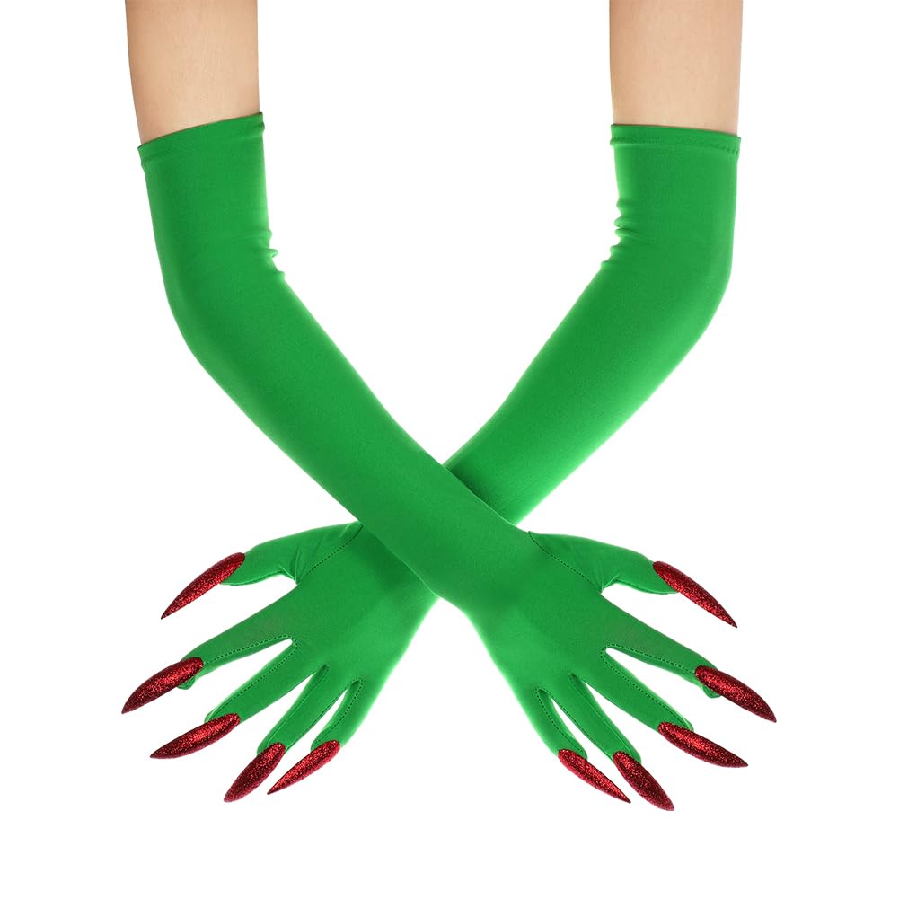Halloween Animal Claw Gloves with Long Nails Werewolf Wolf Fox Cat Dinosaur Paw Fingernails Gloves Ghost Devil Witch Mittens Halloween Carnival Cosplay Party Fancy Dress Handwear for Adults