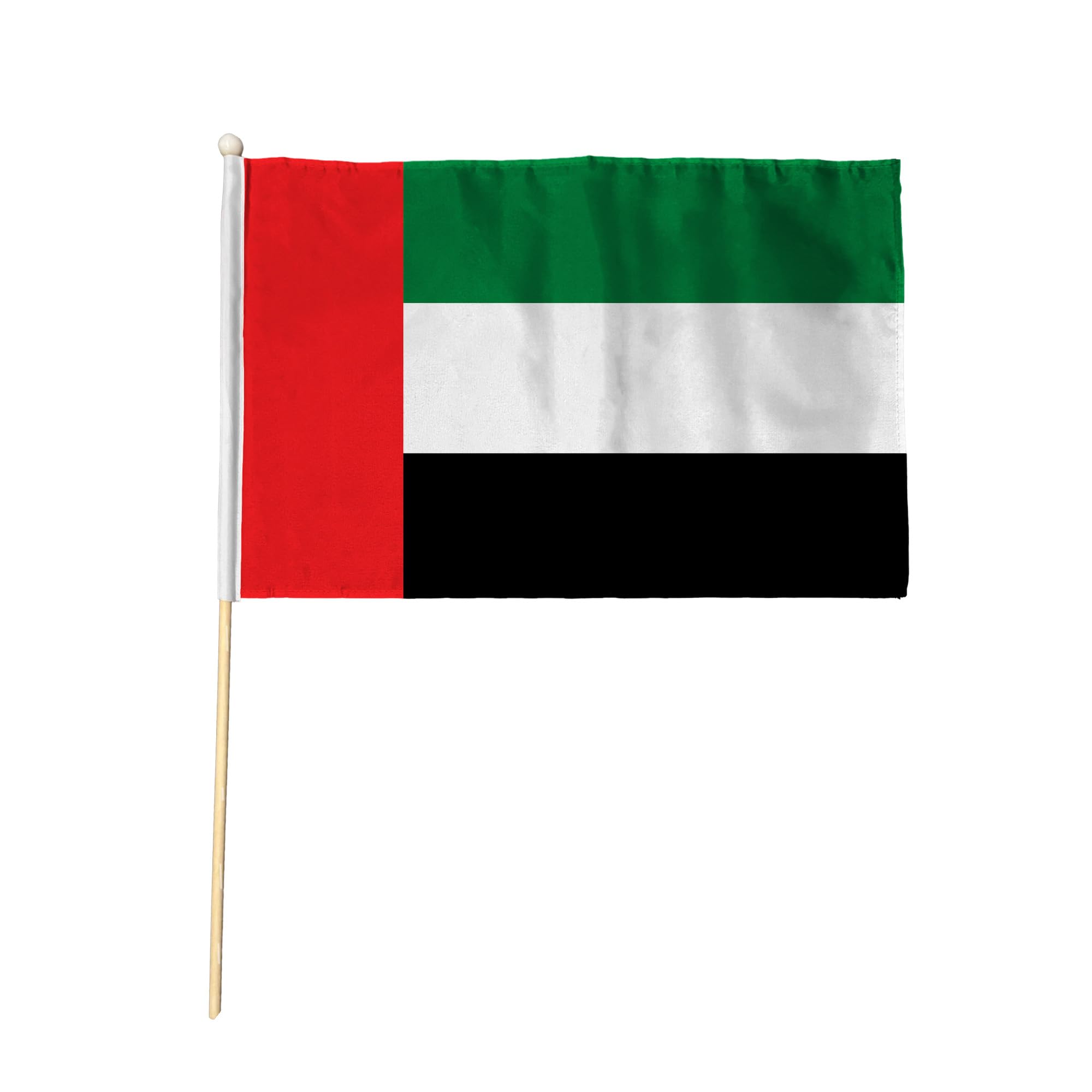 Flagtex United Arab Emirates UAE Pack of 6 Hand Waving Flag (9x6 Inch) - Premium Wooden Stick Hand Flag 9x6 Inch Natural Wood Pole Emirati National Flag Events Parades Celebrations — image 1