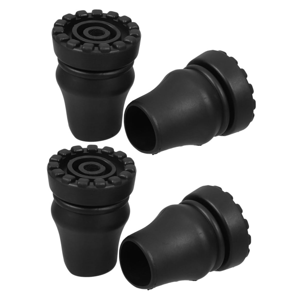 FOMIYES 4pcs Pads for Crutches Trekking Pole Tips Cane Tip Replacements Black for Senior Walking Stick Accessories
