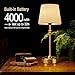 ONEWISH Cordless Lamp-Battery Operated Table lamp, 4000mAh Rechargeable, Stepless Dimmable, Small Touch Bedside Lamp with Fabric Shade, for Dining, Patio, Bathroom(Gold)
