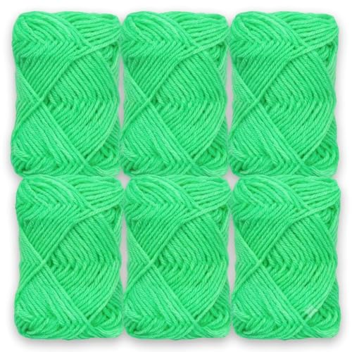 Image of Pack of 6 Green Knitting Yarn Oon Balls for Crochet & DIY Craft Projects | Soft Durable Craft Wool Thread for Knitting, Weaving, Embroidery, Pom Pom & Handmade Decorations