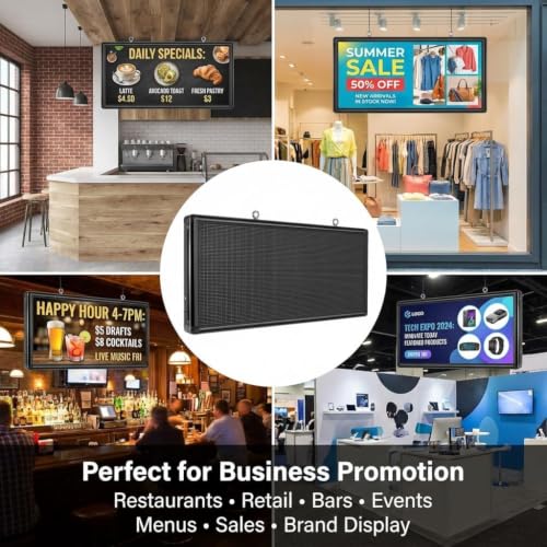 Image of P6 Outdoor Full Color LED Scrolling Sign 40 inch x 18 inch, Programmable Digital Display with WiFi & USB Control, High Brightness Waterproof LED Message Board for Storefront Business Advertising