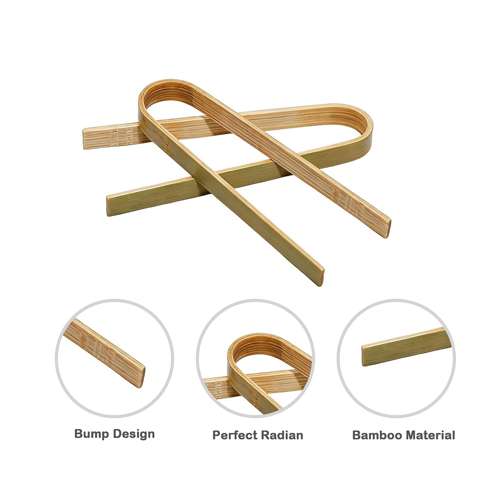 Juego de 20 pinzas de bambú para charcutería, mini pinzas desechables de madera para servir alimentos (10 cm)