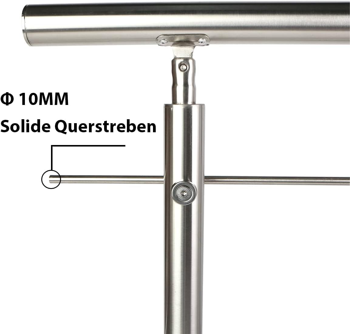 Edelstahl Handlauf Geländer für Treppen Brüstung Balkon mit 2 Querstreben - Innen und Außen Handlauf Geländer Treppengeländer Edelstahl Brüstung Balkon (80CM, 2 Querstreben)