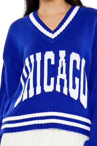 Forever 21 Women's Varsity-Striped Chicago Sweater3