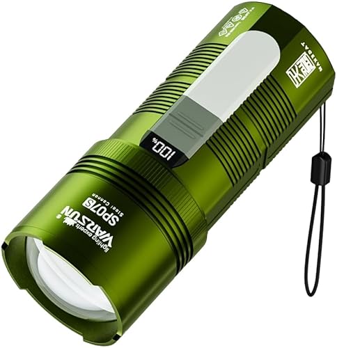 WARSUN SP07S - Linterna recargable de 2800 lúmenes, luz LED con haz de zoom y función de luz roja, luz lateral cálida, batería de 6000 mAh y