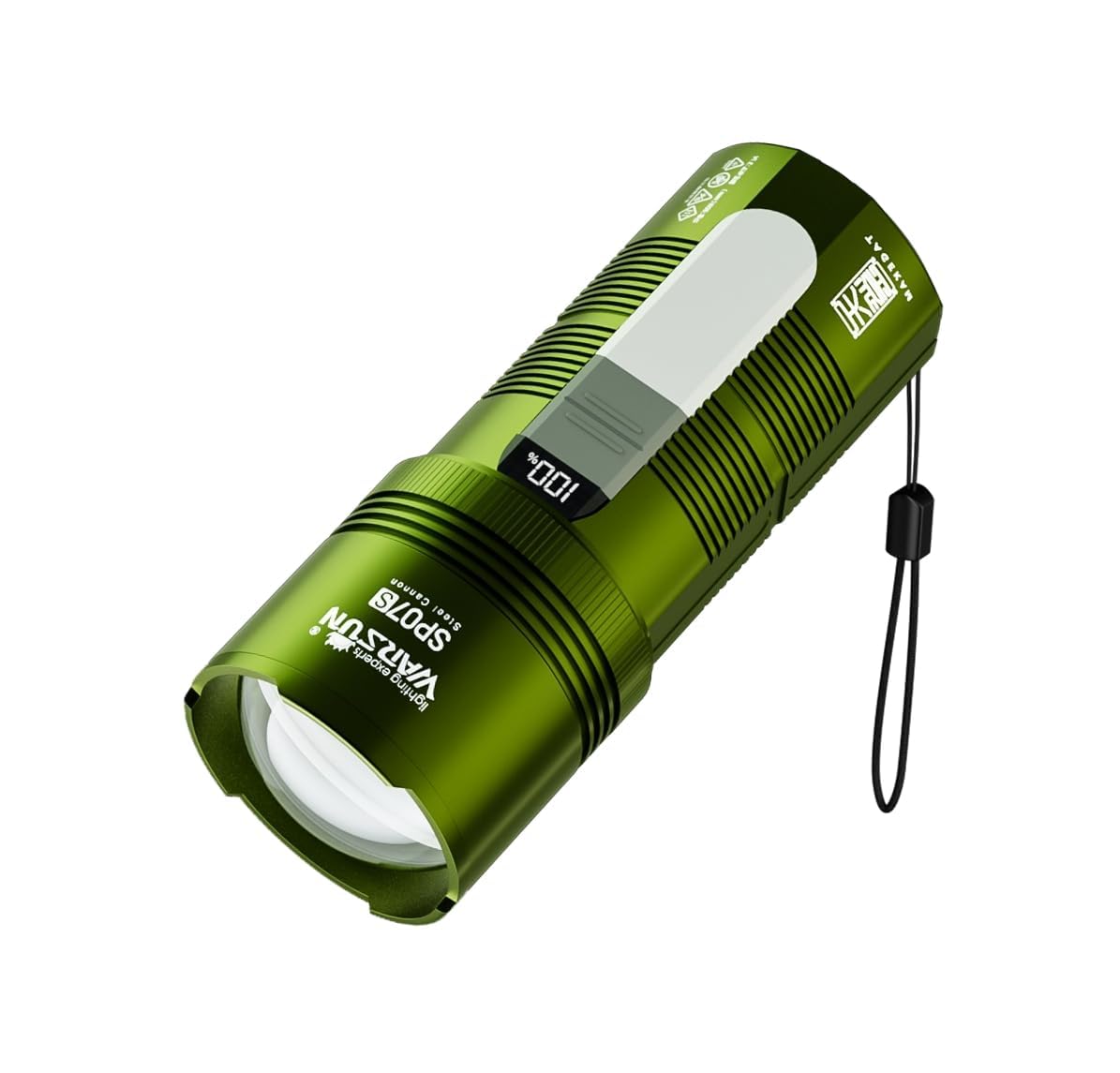 WARSUN SP07S Rechargeable Spotlight Flashlight, 2800 Lumens LED Light with Zoomable Beam and Red Light Function, Warm Side Light, 6000mAh Battery & Power Display for Camping and Outdoor Tasks