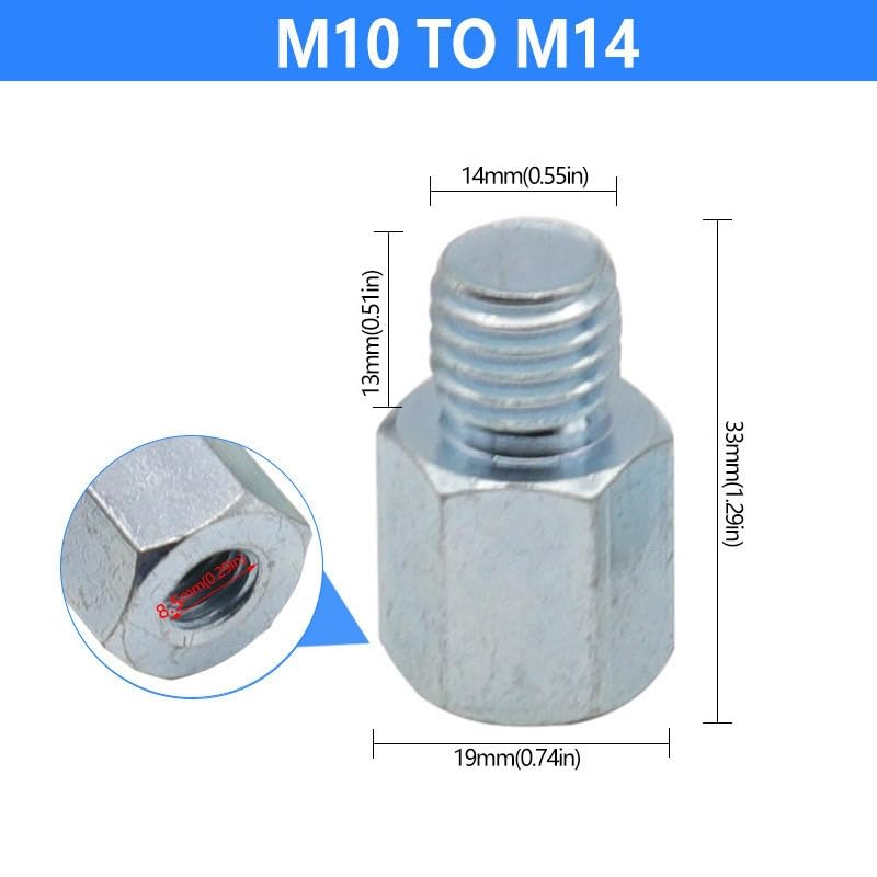 3-Piece Angle Grinder Adapter Set - 5/8 to M14, M16 to M14, M14 to M10 Converter for Polishing Wheel/Grinding Disc, Heavy-Duty Metal Adapter for DIY & Professional Polishing (M10 to M14)