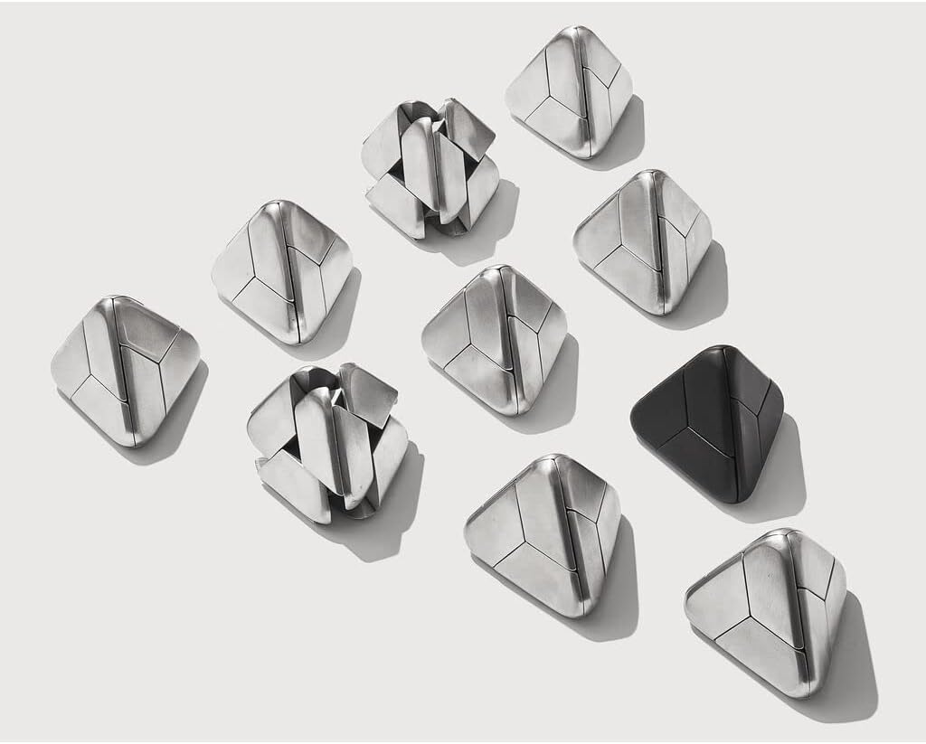 Craighill Tetra Puzzle - Brain Teaser Puzzle, 3D Brain Game, Mind-Bending & Satisfying, Aesthetic Home & Office Decor - Stainless Steel