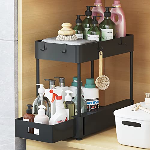 Opiniones de Walmart Organizadores los mejores 5. 42 GILLAS Organizador Bajo Fregadero, 2 Niveles, Organizador Para Debajo del Fregadero con Cajones y 4 Ganchos, Gran Ayudante de Almacenamiento Para la Cocina y el Baño, Negro , 1...