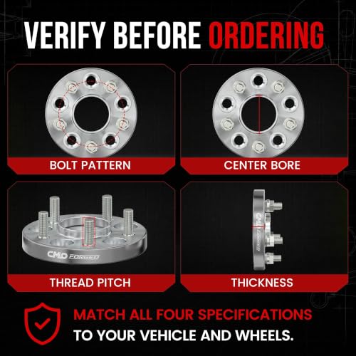 Image of CMO 38mm (1.5 inch) 5x105 Wheel Spacers 56.5mm M12x1.5 Studs 4PCS Hubcentric