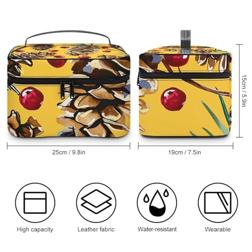 Foldable Travel Luggage Bag for Men And Women, Dry And Wet Separation Portable Travel Luggage Bag, Pine Cones And Cranberries Printed Waterproof Sports Luggage Bag, Fitness Bag2