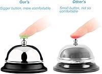 Vista 2 de Campana de servicio, campana de llamada, campana de escritorio, botón grande, paquete de 2, versión mejorada