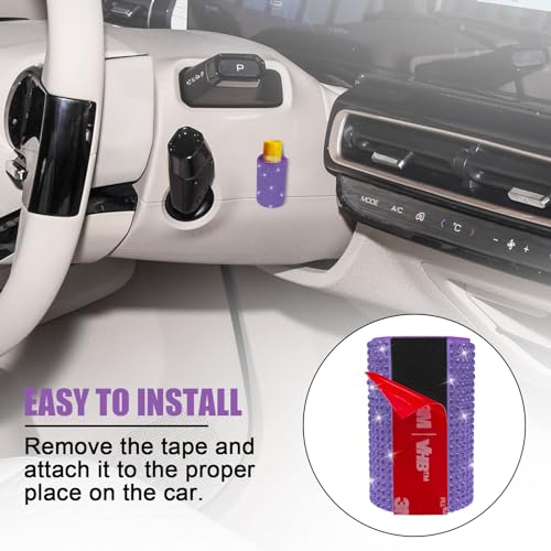 Image of Upright Car Chapstick Holder, Bling Insulating Lip Balm Holder,Rhinestone Car Accessories for Women Interior ,Suitable for Most Vehicles. (Purple)