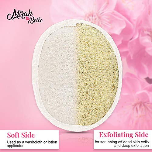 Image of Mirah Belle - Natural Loofah - Exfoliating Bath Sponge (Pack of 4) - Scrubber for Men and Women - Eco Friendly Skin Care - For men and women