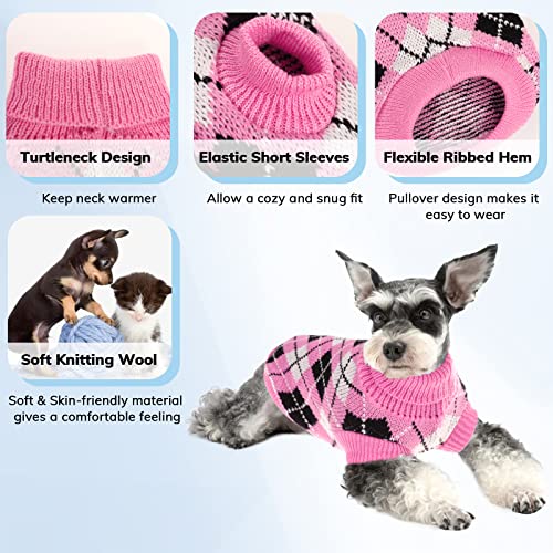 Morvigive Rhombus Knit Small Dog Sweaters, Turtleneck Puppy Jumper Warm Kitten Pullover Sweater For Cold Weather, Dogs & Cats Soft Sweatshirts Boys Girls Pet Knitwear Clothes For Fall Winter Black Xl #TOP2