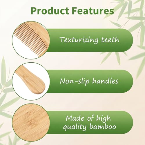 Peine de bambú natural antiestático hecho a mano miniatura 5