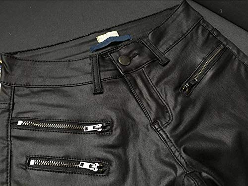 PU Leather Pants for Women Sexy Tight Stretchy Rider Leggings Black Faux Leather Pants for Women Pleather Pants Leggings with Zipper US 14 - Thumbnail 6