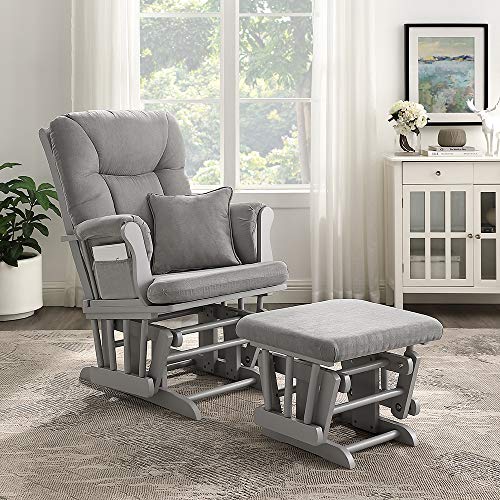 Angel Line Monterey Glider & Ottoman, Grey Finish - Grey Cushion - Image 3