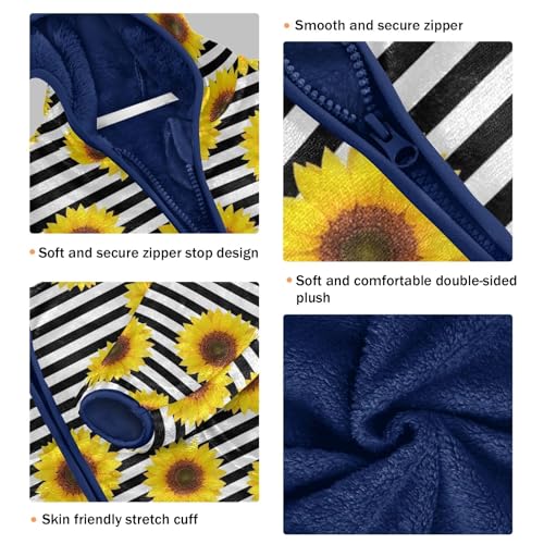 CHIFIGNO Sunflower Stripe Boy Hooded Jacket, Thick Lightweight Sweatshirt Jacket 3T3