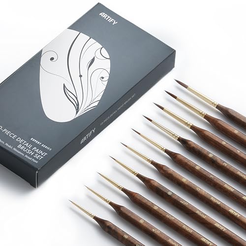 Artify Miniature Paint Brushes Detail Brushes for Paint by Numbers 10 Sizes Fine Detail Brushes for Paper Painting Precision Brushes for Acrylic Watercolor Oil