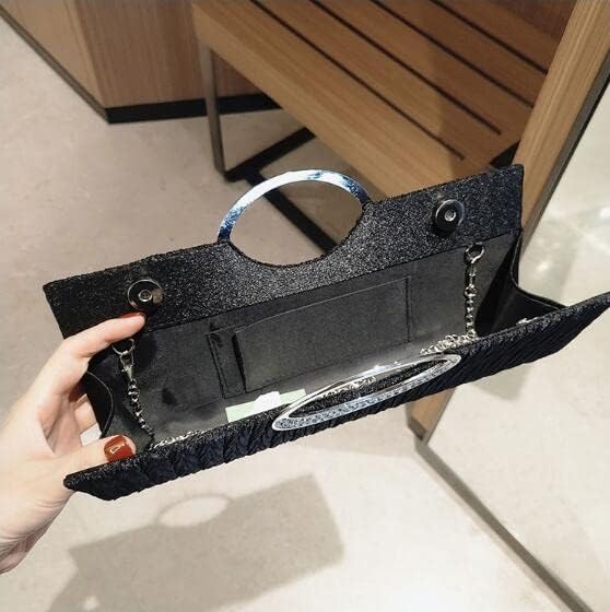 CROSSBABY Women Elegant Clutch Purse Rhinestones Pleated Wedding Clutch Handbag Formal Evening Bag Party - Image 3