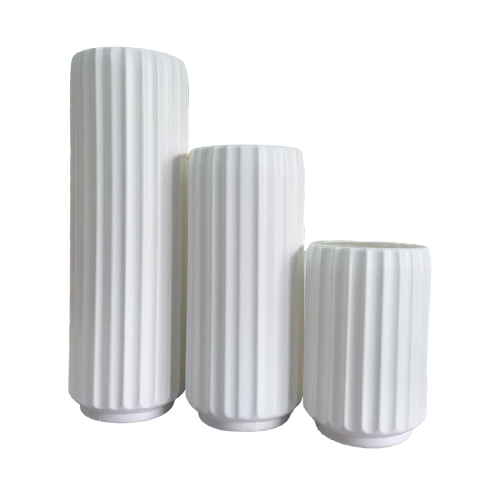 F Fityle 3 Jarrones Altos de Suelo, Centros de Mesa, Regalos Ideales, Decoración del Hogar, Jarrones de Flores para Bodas, Estanterías, Recibidores Y Salas de, Blanco, Individual