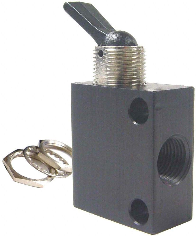 Inc 2.1"L Aluminum/Brass Detented Toggle 3-Way Toggle Valve, FNPT - C040101