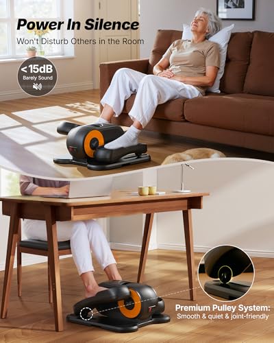 Image of MERACH Under Desk Elliptical Machine, Leg Exerciser While Sitting for Seniors with 12-Speeds & Remote Control, Quiet Portable Electric Seated Pedal Exerciser Machine for Home Office