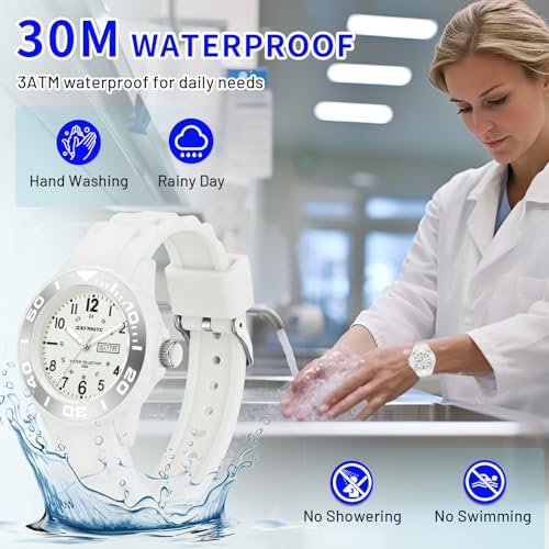 OXFANITE Waterproof Nurse Watch for Medical Professionals - Easy Read 24-Hour Dial with Second Hand and Soft Silicone Band - Image 6