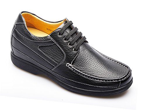 Mocasín de piel con aumento invisible de 8 cm Ascona negro