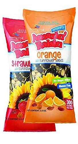 Amazin' Raisin Flavor Infused Raisins + Sunflower Seeds Snack Trail Mix 24 Count Pack (Variety)