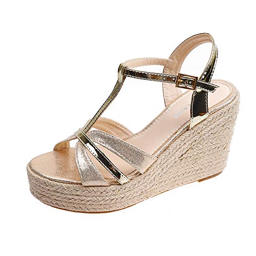 Women's Graceful Wedge Heel Sandals Open Toe T-strap Heels