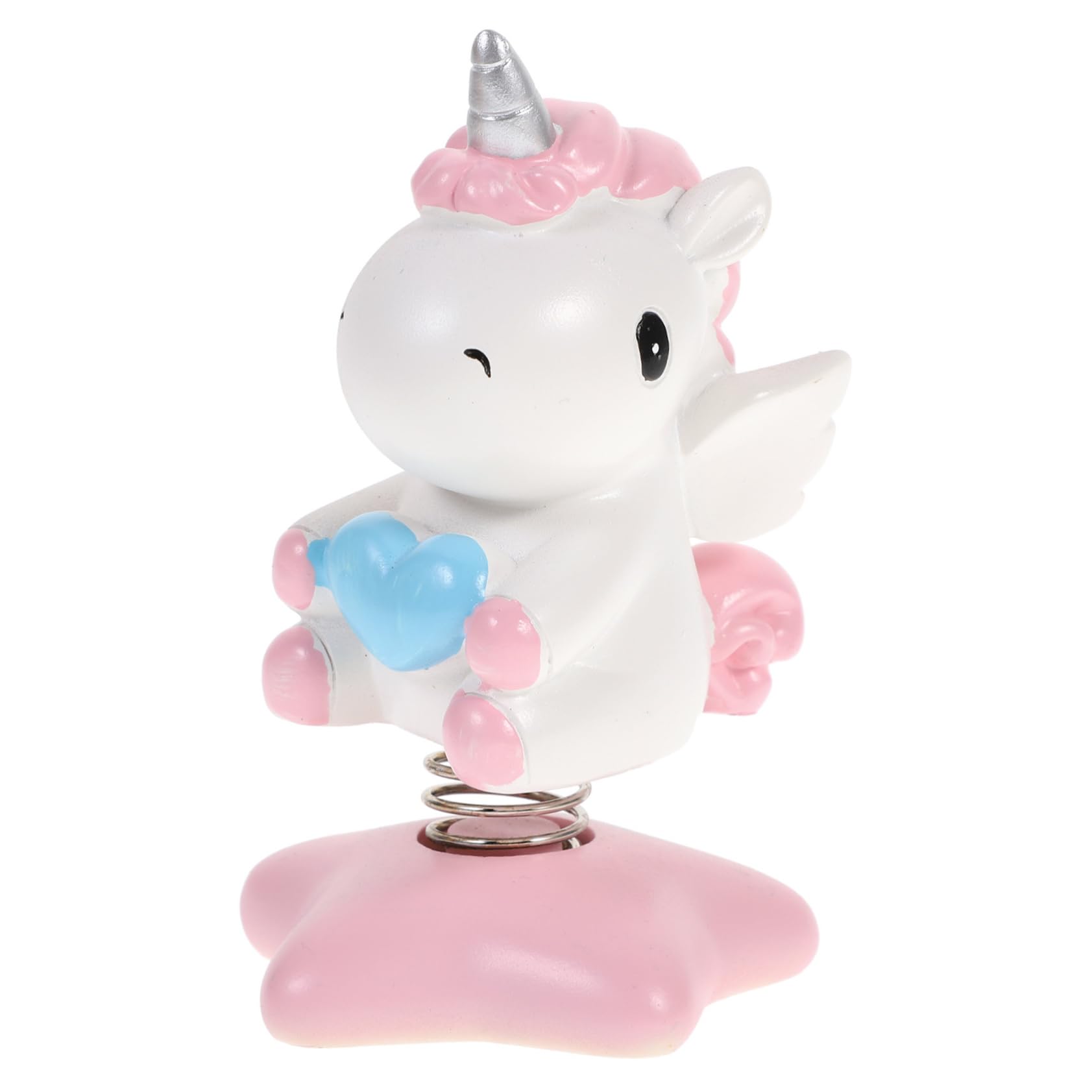 1pc pink unicorn shaking head ornament cartoon dashboard auto adornment cute desktop decoration for home office car whimsical figurine friends and family
