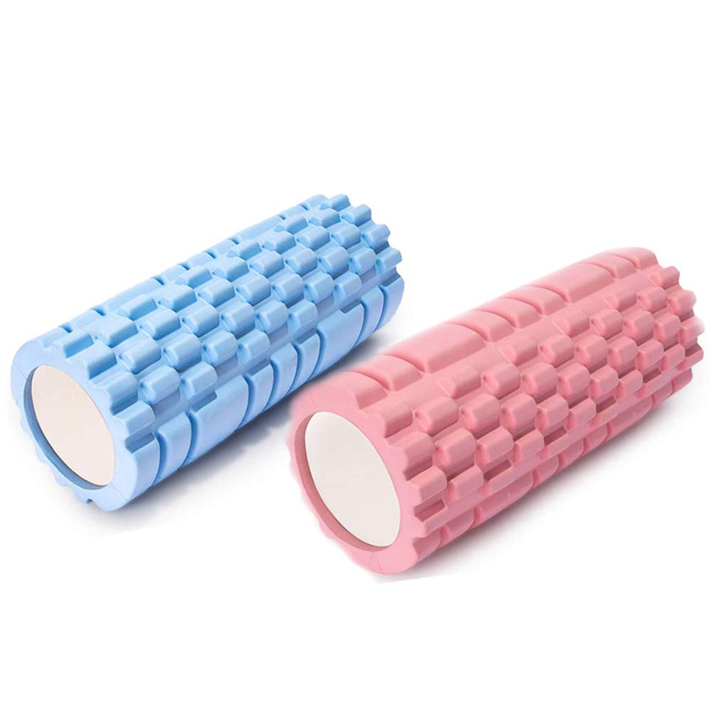 2PCS Colonna Yoga Block Attrezzature per Il Fitness Pilates Foam Roller Fitness Gym Esercizi Rullo per Massaggi muscolari Yoga Brick Sport Gym (Blu + Rosa)