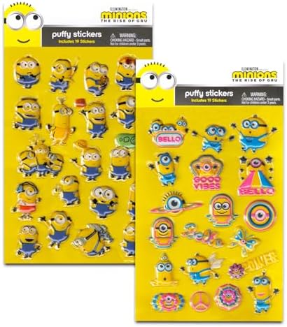 Minions Sticker Pack for Boys & Girls Bundle - 114 Puffy Stickers for Kids Birthday Party Decorations Goodie Bags | Despicable Me Minions Birthday Party Favors image 4