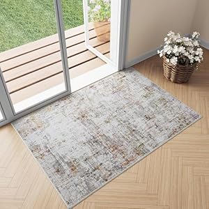 PureCozy Blue 2x3 Area Rug Washable Abstract Entryway Carpet Modern Neutral Non Slip Door Mat Soft Low Pile Contemporary Aesthetic Small Bedroom Throw Rug for Kitchen Laundry Dining Room