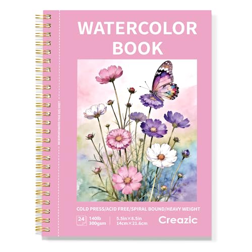 Creazic 5.5"x8.5" Watercolor Paper, Watercolor Sketchbook for Kids & Adults